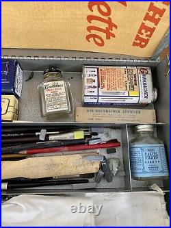 Vintage Grumbacher Charcoal Artists' Set Metal Carry Tote Case Box Art Equipment