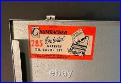 Vintage Grumbacher Oil paint set in metal carry case /w artist accessories
