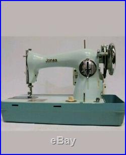 Vintage Jones sewing machine, light blue in carry case Excellent Condition
