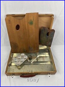 Vintage Jullian Artist's Dovetailed Wood Paint Supply Box Carrying Case France
