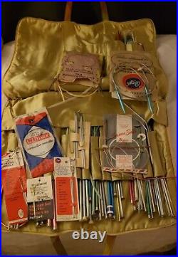 Vintage Knitting Needles +A Few Crochet Hooks Bates Many Circular + Carry Case