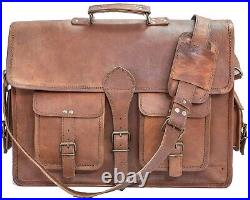 Vintage Leather Laptop Messenger Computer Briefcase Handmade Satchel Work Bag8