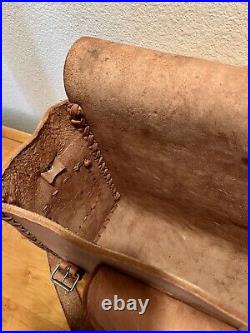 Vintage Mexican Camera Bag hand tooled Leather Heavy, Thick, Rustic, Handmade