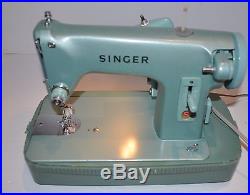 Vintage SINGER RETRO GREEN SEWING MACHINE 285-J with Carry Case