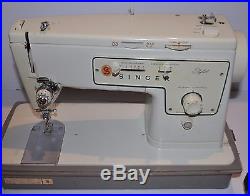 Vintage SINGER Zig Zag MODEL 413 SEWING MACHINE with Carry Case 1970s