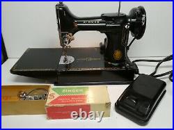 Vintage Singer Featherweight 221 Sewing Machine In Carry Case Portable Good Orde