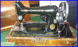 Vintage Singer Sewing Machine Model 99-13 with Knee Bar & Dome Carrying Case