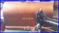 Vintage Singer Sewing Machine Model 99-13 with Knee Bar & Dome Carrying Case