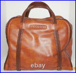 Vintage Singer Sewing Machine Travel Vinyl Carry Case Storage Bag Faux Leather