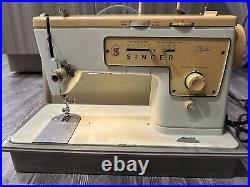 Vintage Singer Stylist Model 413 ZigZag Sewing Machine In Carry Case 1974 Works