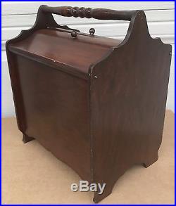 Vintage Wood Sewing Notion Box Thread Craft Storage Carry Case Tote Basket 12