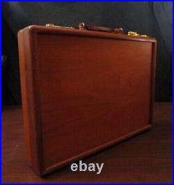 Vintage handmade Teak Wood & Leather Interior Briefcase. Unique, piece