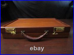 Vintage handmade Teak Wood & Leather Interior Briefcase. Unique, piece