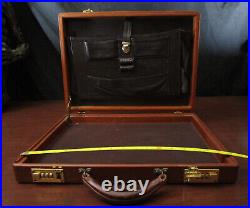 Vintage handmade Teak Wood & Leather Interior Briefcase. Unique, piece