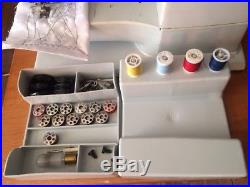 Vtg Elna Su 62c Sewing Machine Table/ Carrying Case Bobbins Manual +