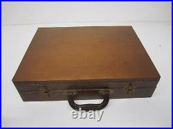 Vtg Grumbacher Art Supplies Wood Carrying Case Oil Watercolor Paint Brushes Book