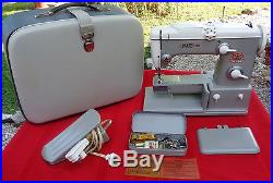 Vtg Pfaff 360 Sewing Machine With Carrying Case Attachments Foot Pedal EC WORKS