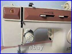 Vtg Singer Merritt Sewing Machine Model 2404 with Carrying Case Pink & White