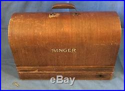 Vtg Singer Sewing Machine128 Wood Bentwood Carrying Case Only-3/4 Size 28 withKey