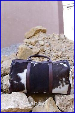 Western Cowhide Duffel Bag with Pony Hair Accent Stylish Luggage bag