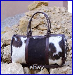 Western Cowhide Duffel Bag with Pony Hair Accent Stylish Luggage bag