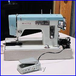 White 1265 Sewing Machine Zig Zag Stitcher Bleu Turquoise With Pedal, Case. WORKS