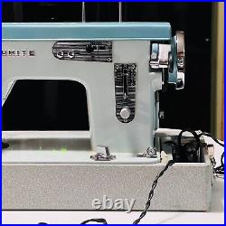 White 1265 Sewing Machine Zig Zag Stitcher Bleu Turquoise With Pedal, Case. WORKS