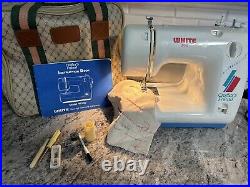 White Model W300 Compact Portable Sewing Machine Huge Lot, Case, Extras, Pedal