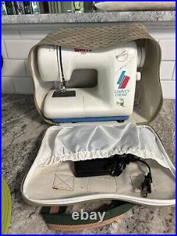 White Model W300 Compact Portable Sewing Machine Huge Lot, Case, Extras, Pedal