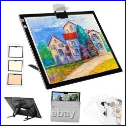 Wireless Rechargeable A3 LED Light Pad with Carry A3-Black+Padded case