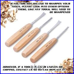 Wood Carving Kit 4-Piece Chisel Set with Fishtail Gouges and Carrying Case