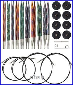 Wood Interchangeable Knitting Needle Set US 4-11 (Mosaic)