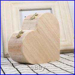Wooden Heart-shaped Jewelry Storage Box Packaging Carrying Case Craft Decor New