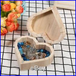 Wooden Heart-shaped Jewelry Storage Box Packaging Carrying Case Craft Decoration