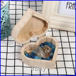 Wooden Heart-shaped Jewelry Storage Box Packaging Carrying Case Craft Decoration