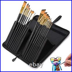 Yellow-price Paint Brush Set- 15 Miniature Brushes Acrylic Watercolor Carry Case